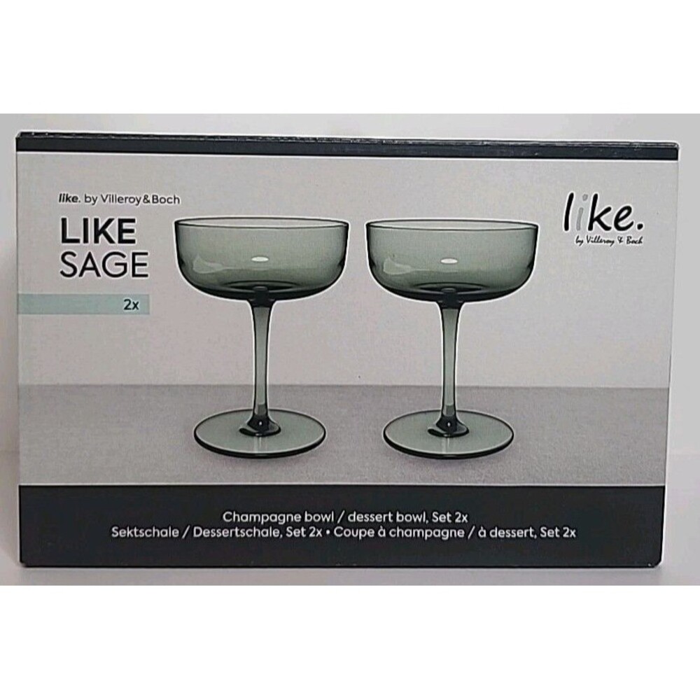Villeroy & Boch Like Sage Green Champagne / Dessert Bowl Set Of 2 NIB